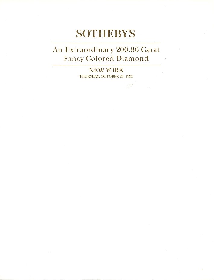 An Extraordinary 200,86 Carat Fancy Colored Diamond. October 1995 | Immagine principale