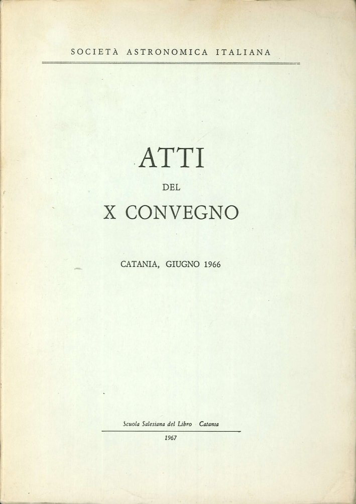 Atti del X Convegno. Catania, Giugno 1966 | Immagine principale