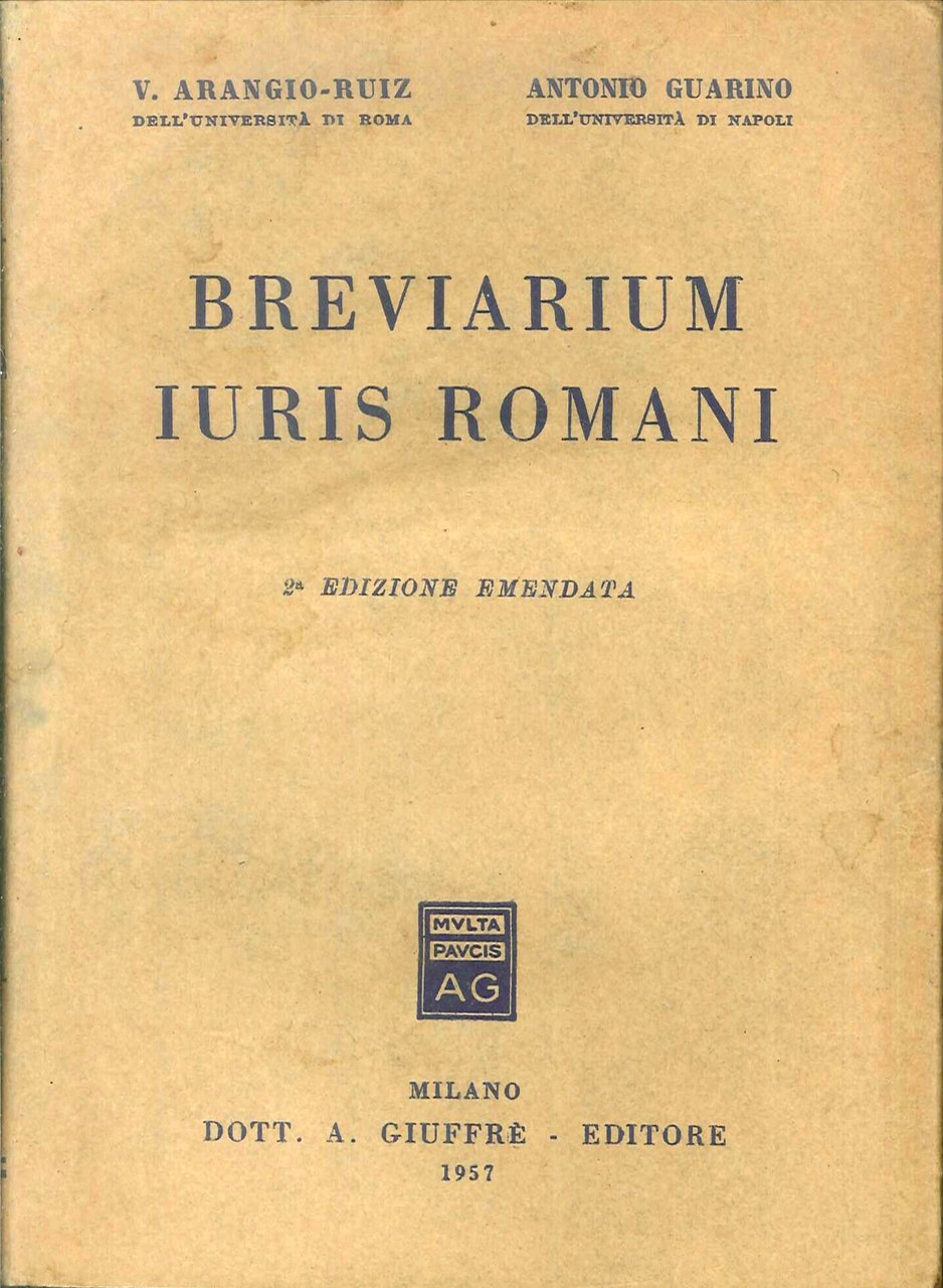 Breviarium iuris Romani / [a cura di! V. Arangio-Ruiz, Antonio … | Immagine principale