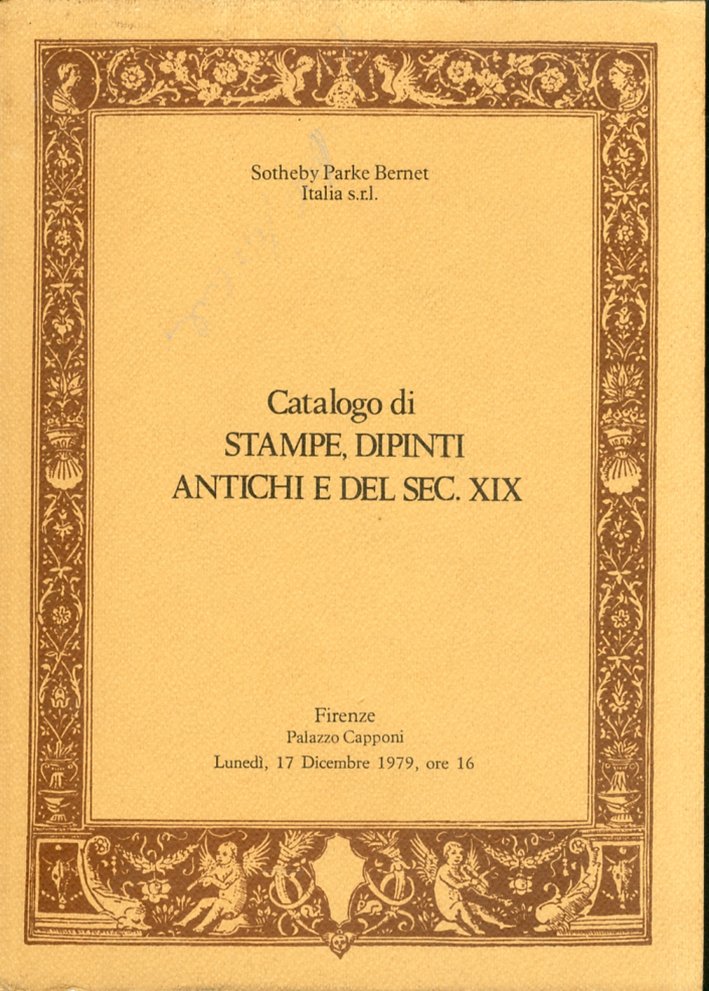 Catalogo di Stampe, Dipinti Antichi, Disegni e Dipinti del Sec. …