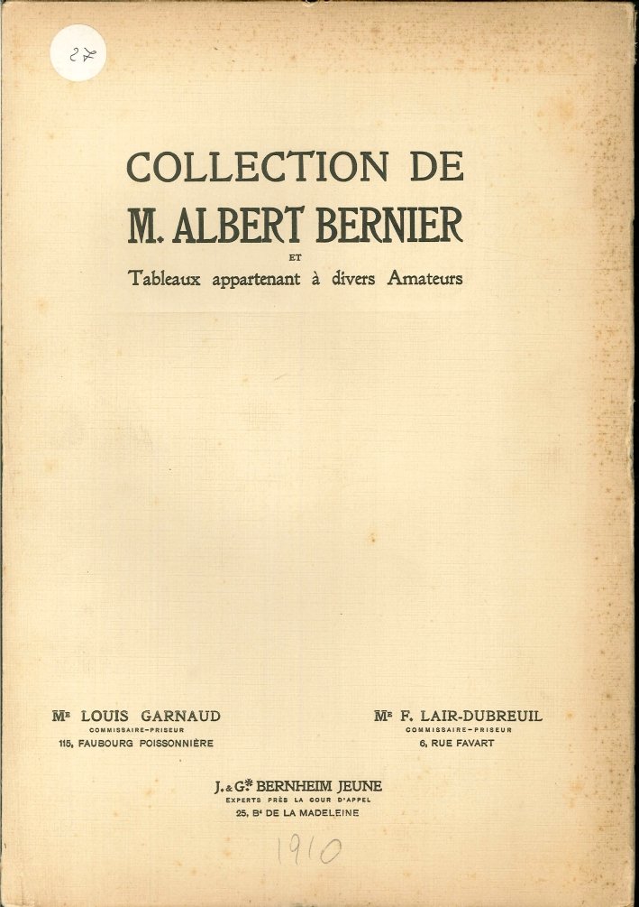 Collection De M. Albert Bernier Et Tableaux Appartenant À Divers …