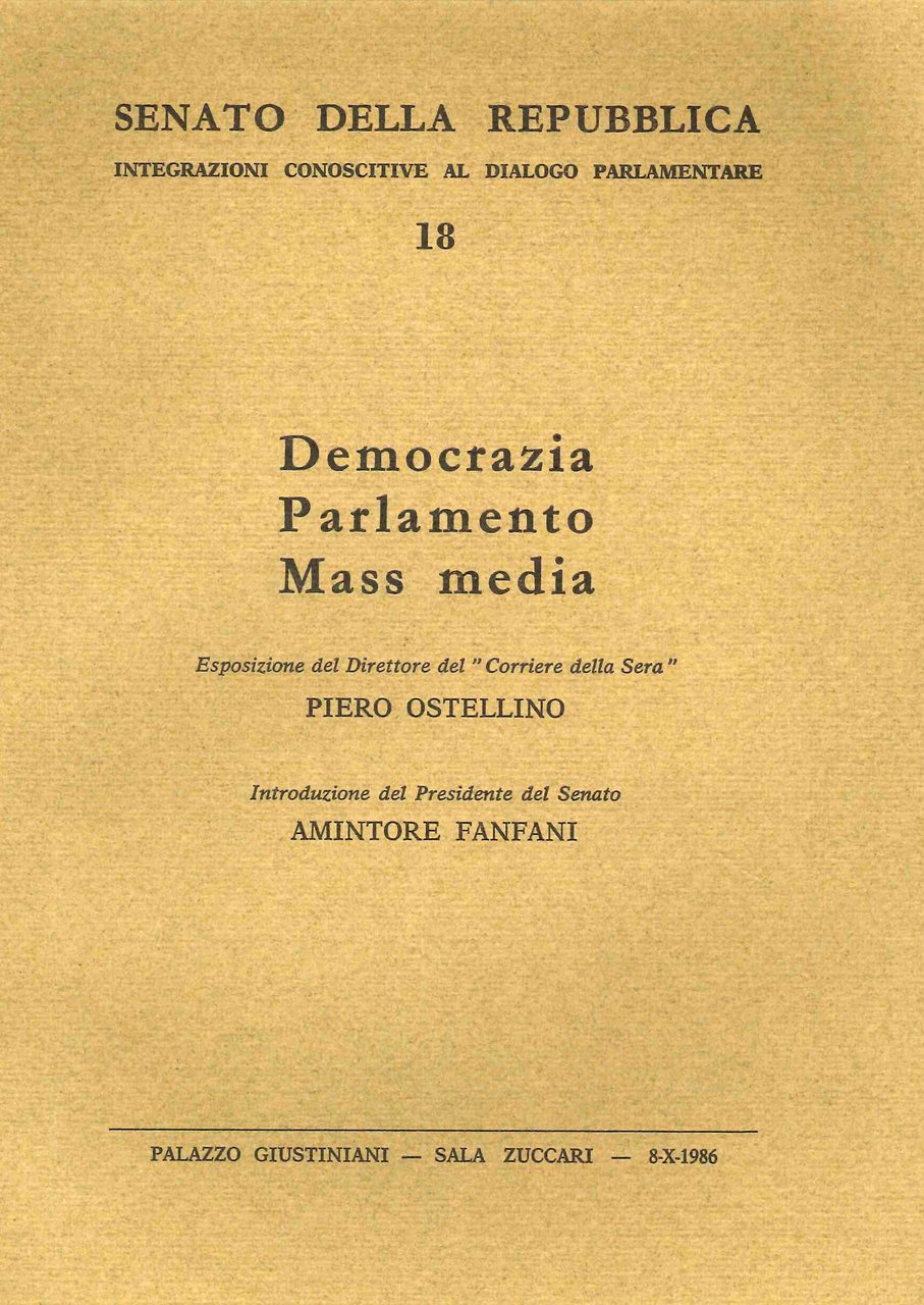 Democrazia, parlamento, mass media