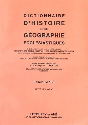 Dictionnaire d'Histoire Et De Géographie Ecclésiastiques. Fascicule 185, 2015