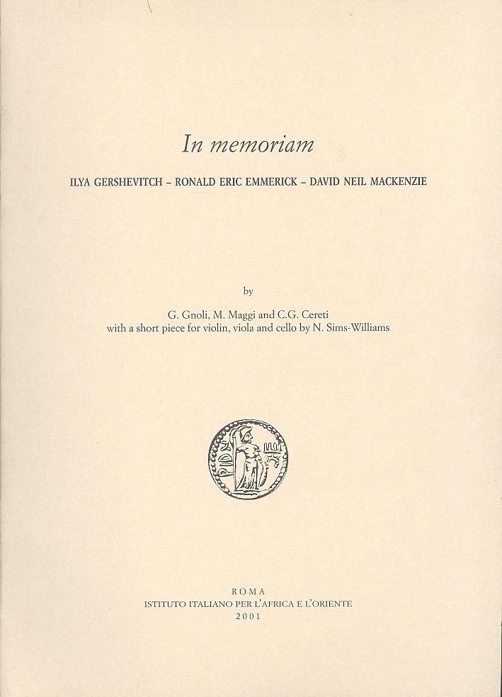 East and West. Vol. 51. n.3-4. In Memoriam