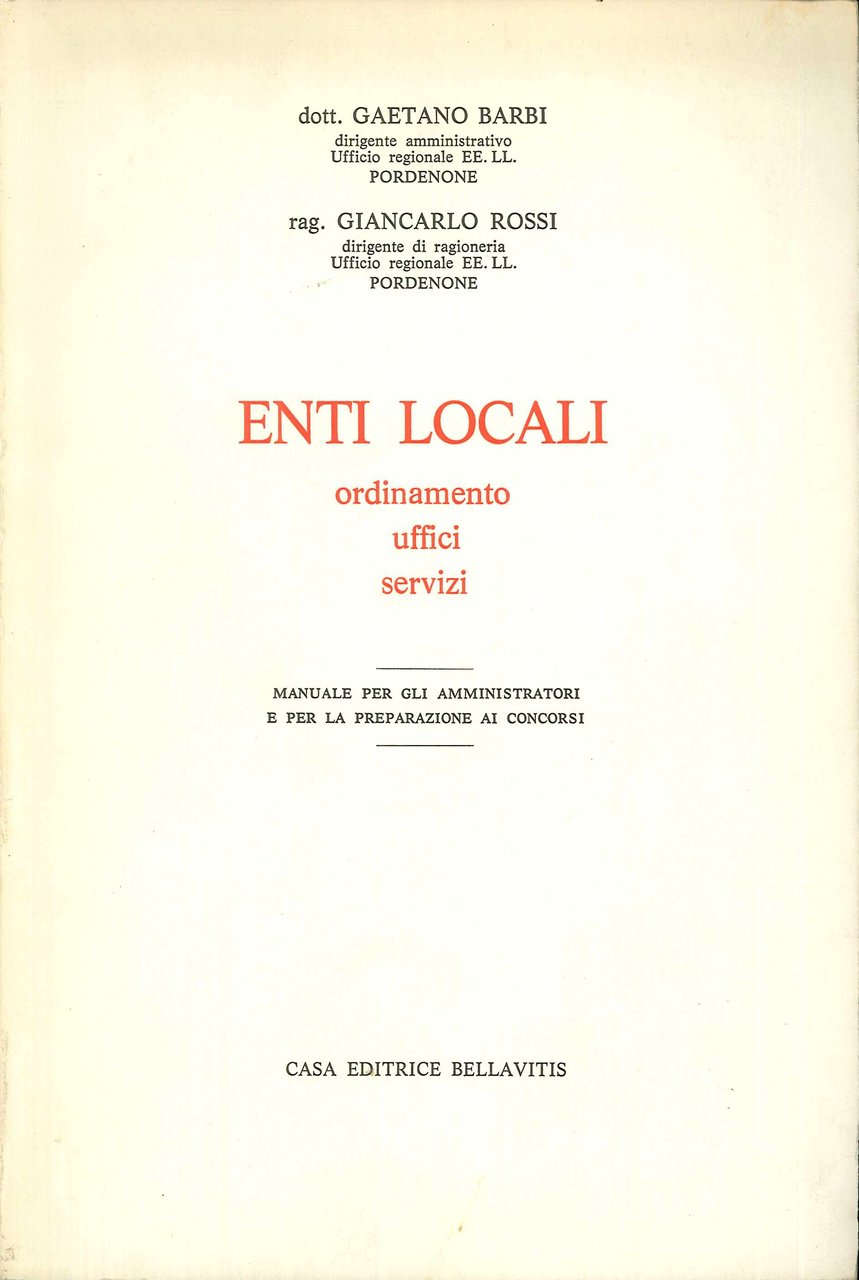 Enti locali. Ordinamento uffici servizi. Manuale per gli amministratori e … | Immagine principale