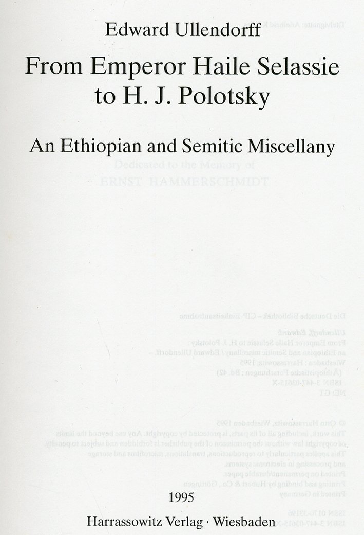 From Emperor Haile Selassie To H. J. Polotsky. An Ethiopian … | Immagine principale