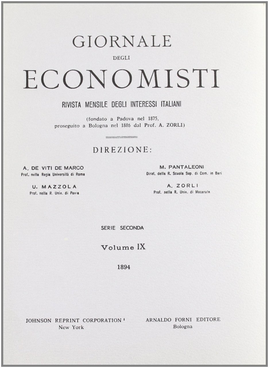 Giornale degli Economisti. 2" serie. Vol. 12