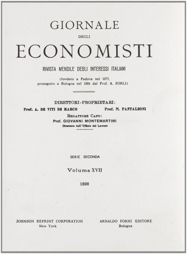 Giornale degli Economisti. 2" serie. Vol. 17 | Immagine principale