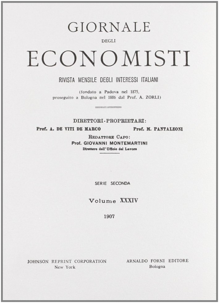 Giornale degli Economisti. 2" serie. Vol. 34 | Immagine principale