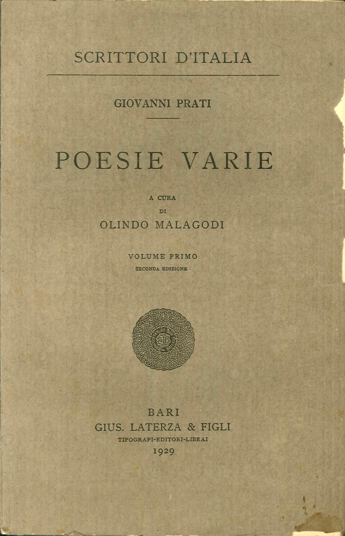 Giovannni Prati. Poesie Varie | Immagine principale