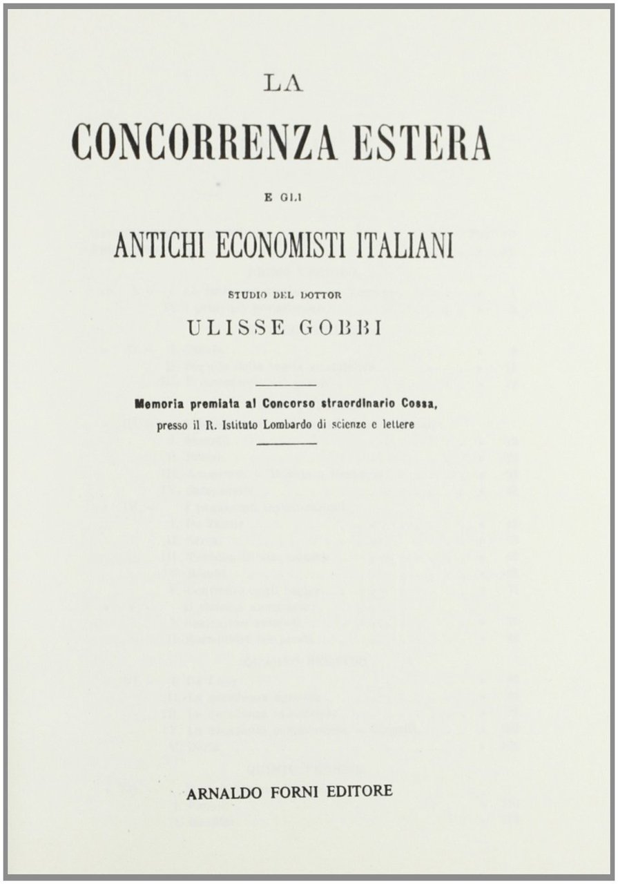 Gobbi Ulisse: La concorrenza estera e gli antichi economisti italiani …