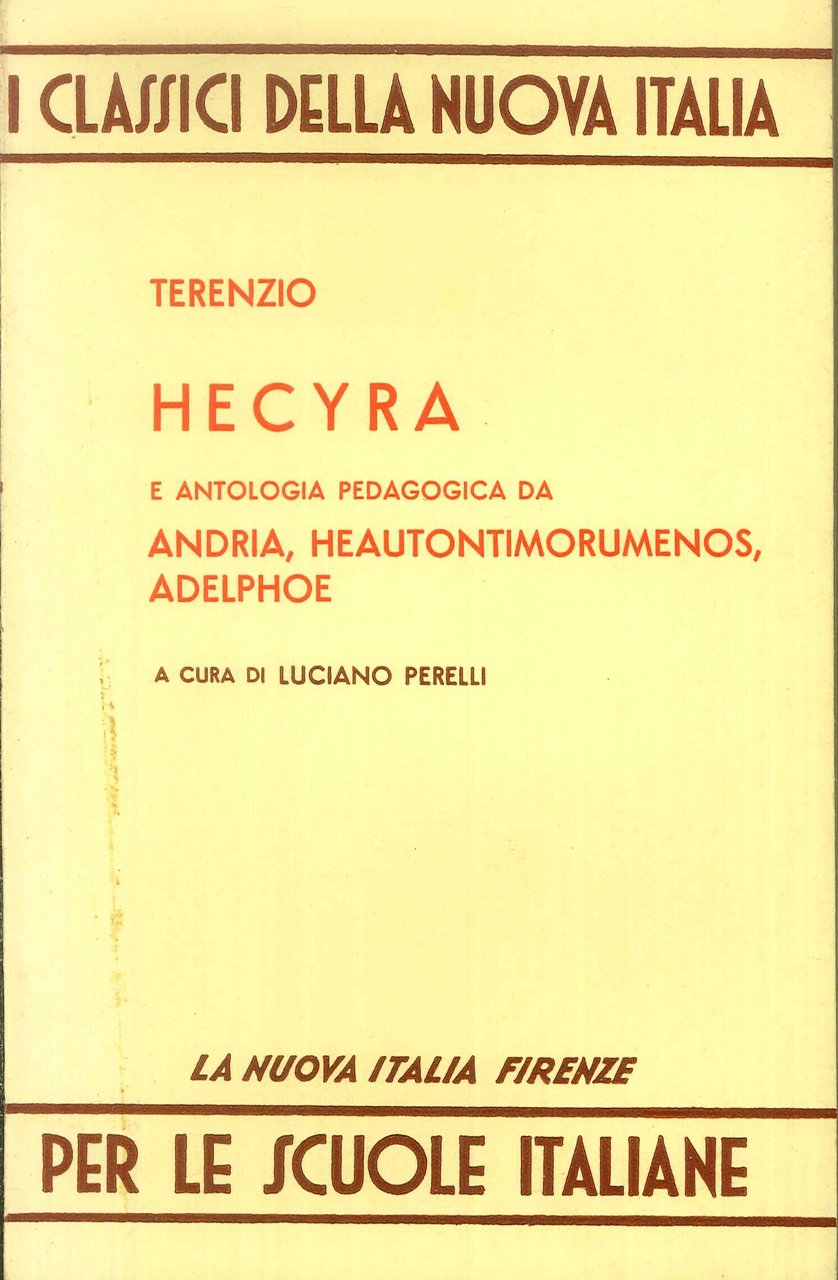 Hecyra e Antologia Pedagogica Da Andria Heautontimorumenos Adelphoe