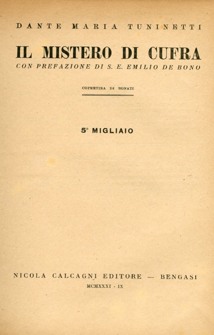 Il Mistero di Cufra. 5 Migliaio | Immagine principale