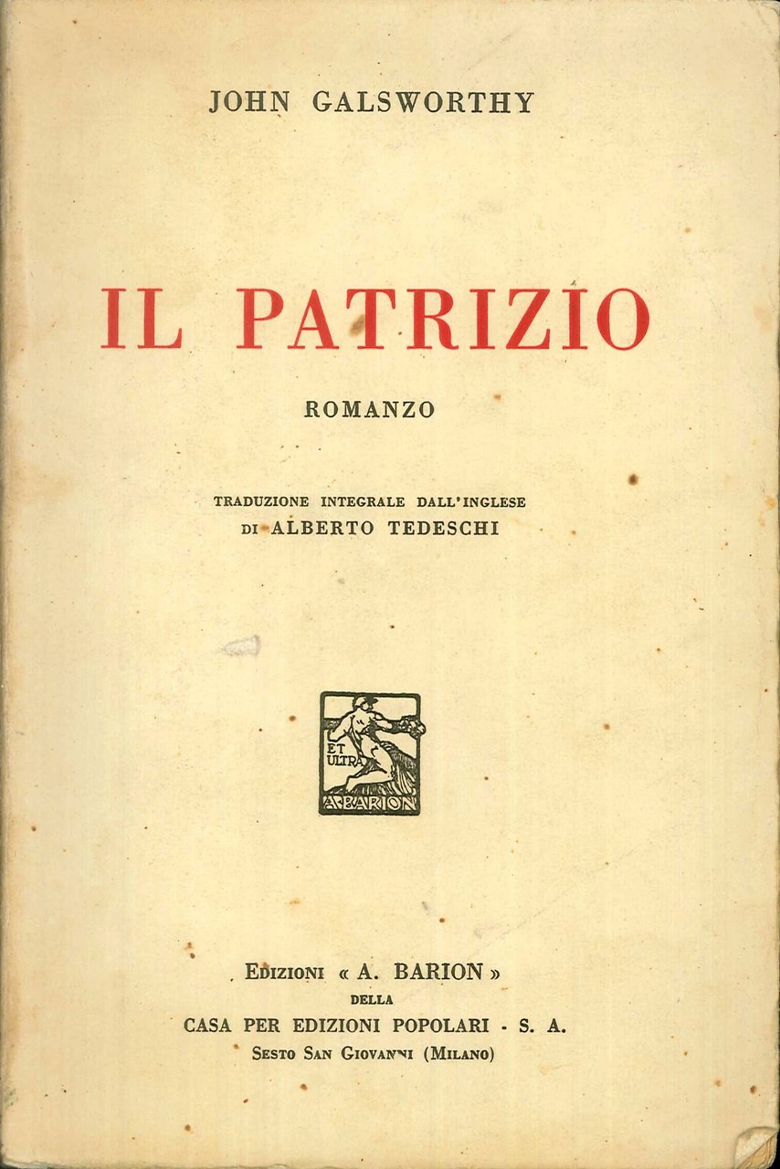 Il patrizio. Romanzo | Immagine principale