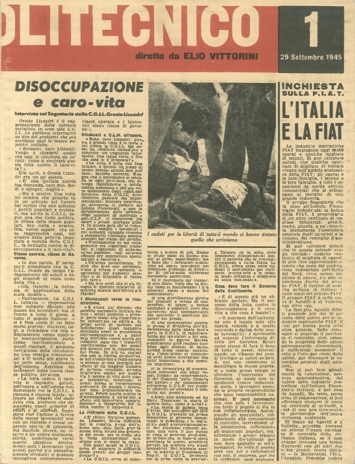 Il politecnico. Periodico di cultura contemporanea (settembre 1945-dicembre 1947)