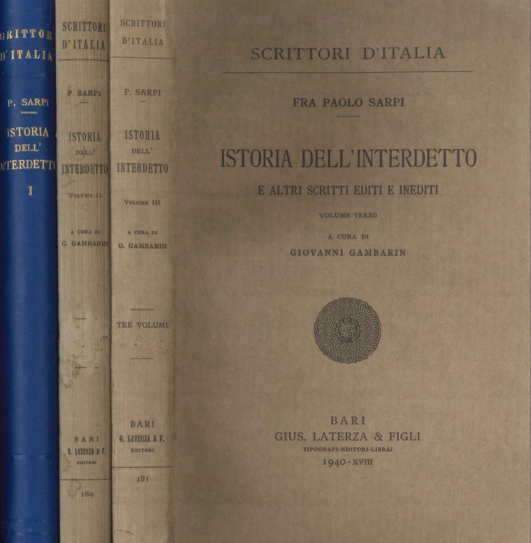 Istoria dell'Interdetto e Altri Scritti Editi e Inediti