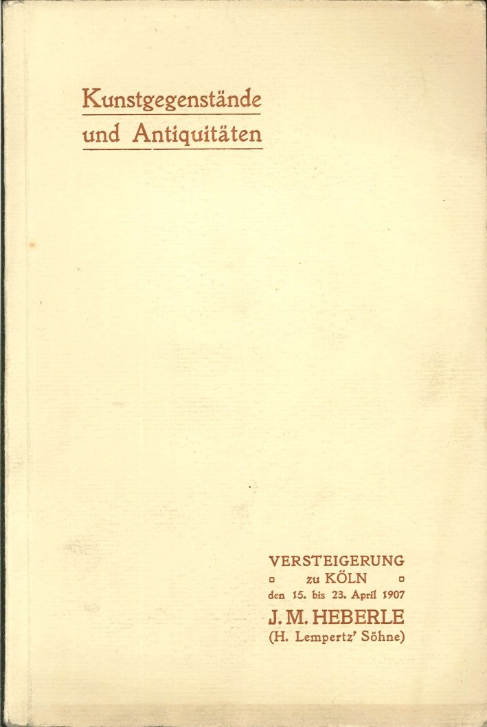 Kunstgegenstnde Ubd Antiquitaten. April 1907. Katalog. Kunstsammlungen Und Nachlasse | Immagine principale