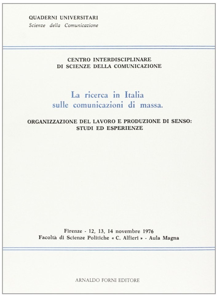 La ricerca in Italia sulle comunicazioni di massa (1978) | Immagine principale