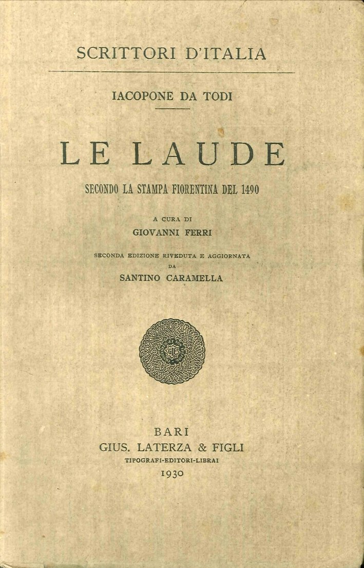 Le Laude. Secondo la Stampa Fiorentina del 1490 | Immagine principale