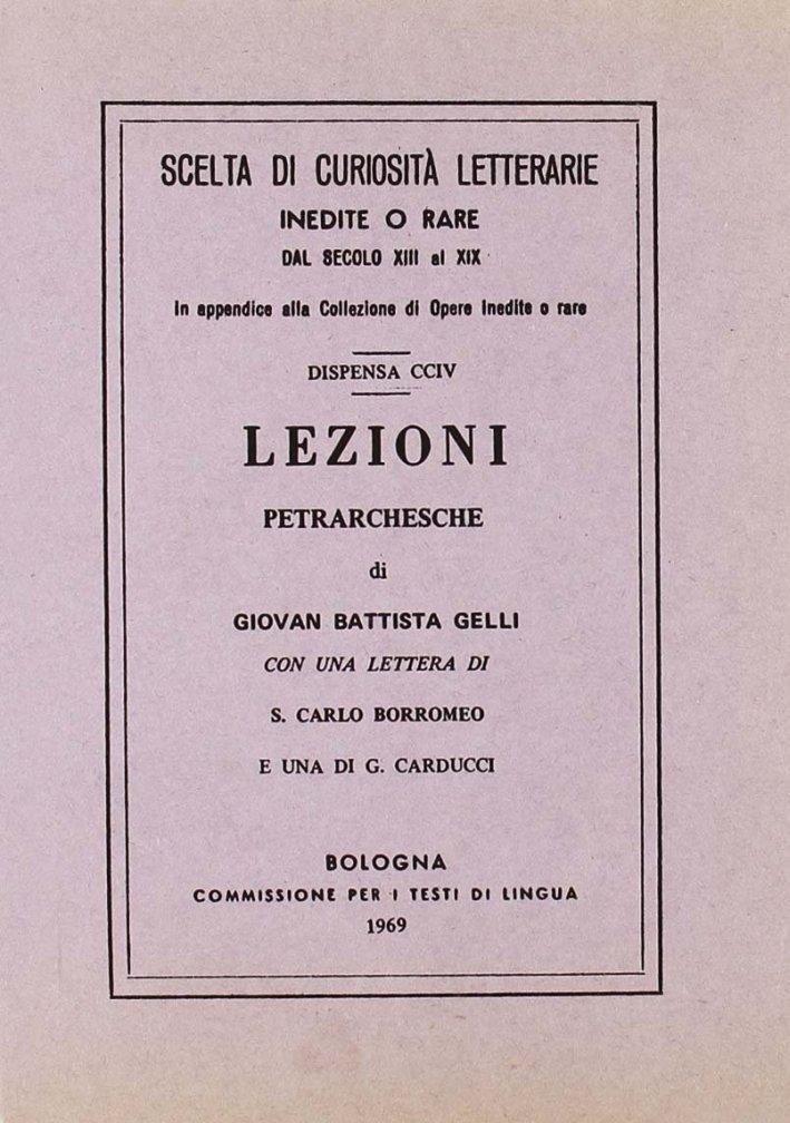 Lezioni Petrarchesche di G.b. Gelli