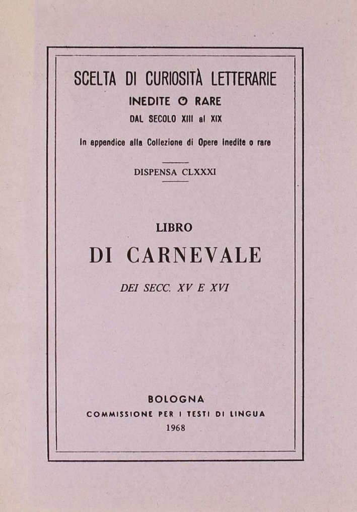 Libro di carnevale dei secc. XV e XVI (rist. anast.) | Immagine principale