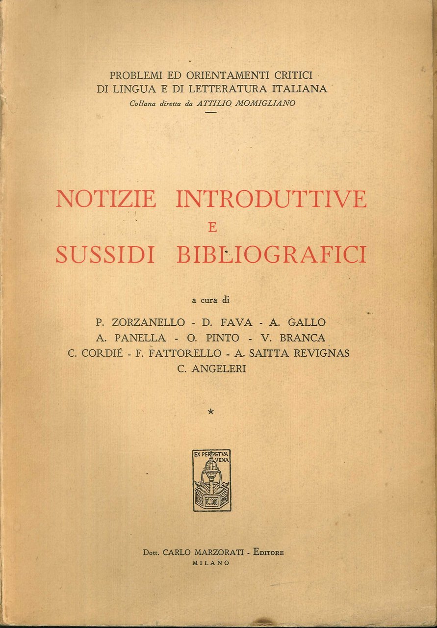 Notizie Introduttive e Sussidi Bibliografici | Immagine principale