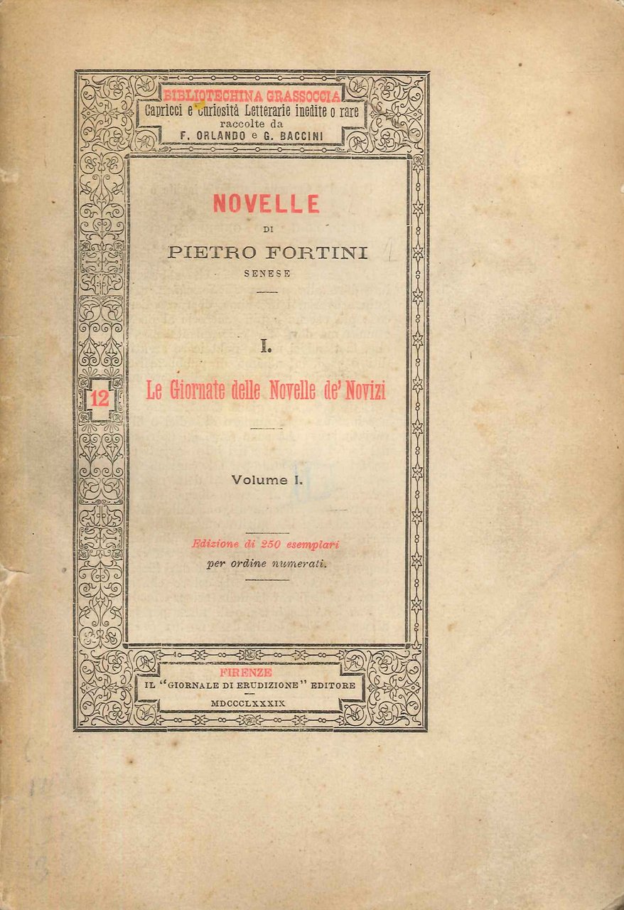 Novelle di Pietro Fortini. Le Giornate delle Novelle dei Novizi. … | Immagine principale