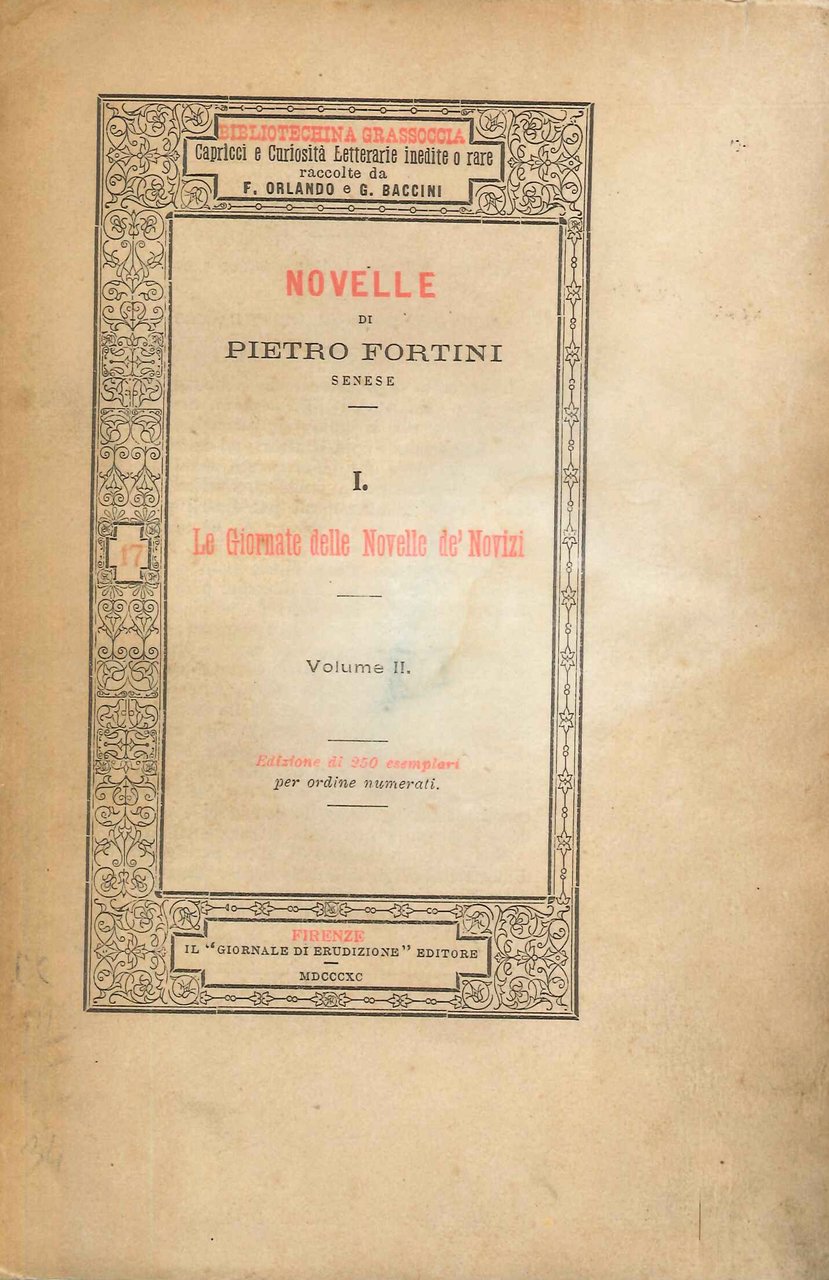 Novelle di Pietro Fortini. Le Giornate delle Novelle dei Novizi. … | Immagine principale