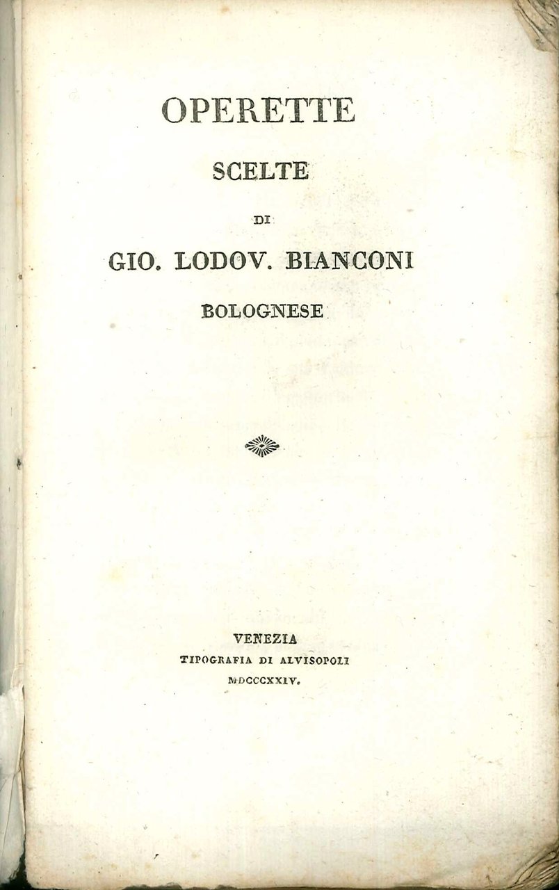 Operette scelte di Gio. Lodov. Bianconi bolognese.