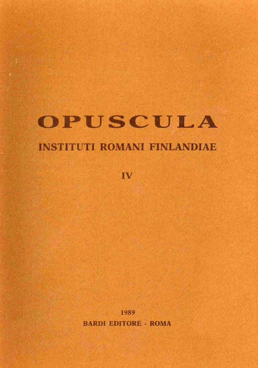 Opuscula Instituti Romani Finlandiae. Vol. IV