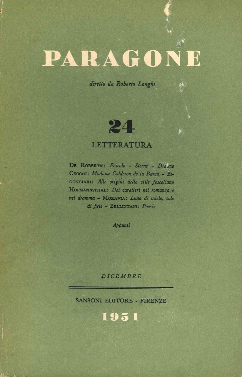Paragone Letteratura. Anno II. Numero 24. Novembre 1951 | Immagine principale