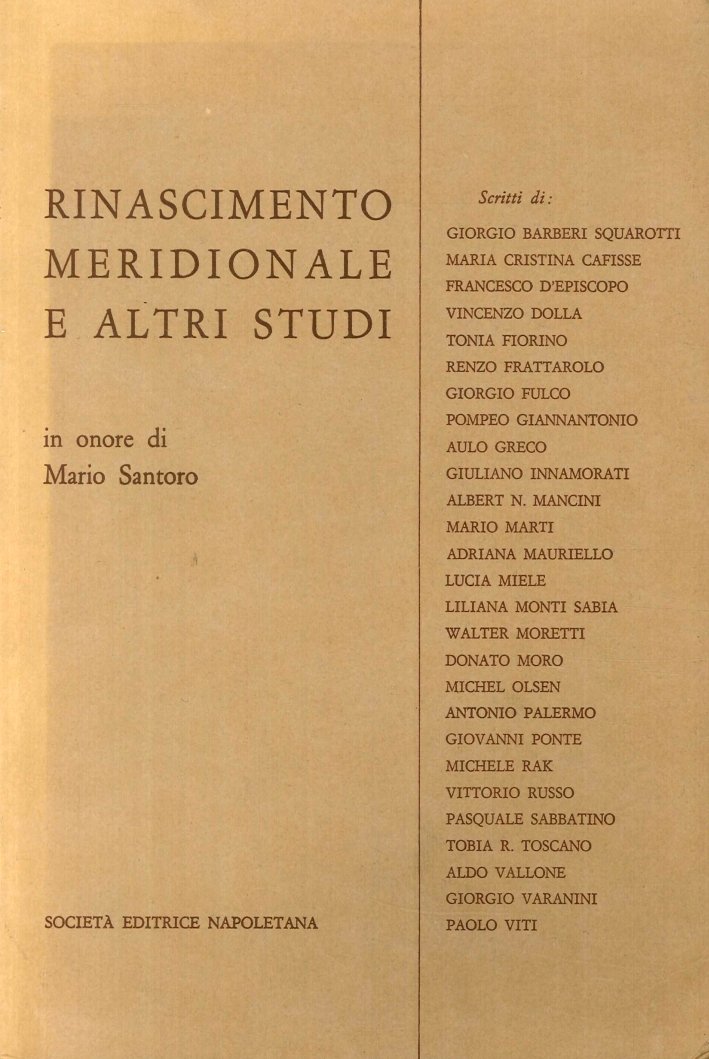 Rinascimento meridionale e altri studi in onore di Mario Santoro | Immagine principale