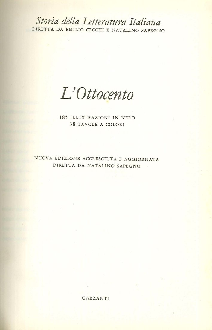 Storia della letteratura italiana. Vol. 7: L'ottocento