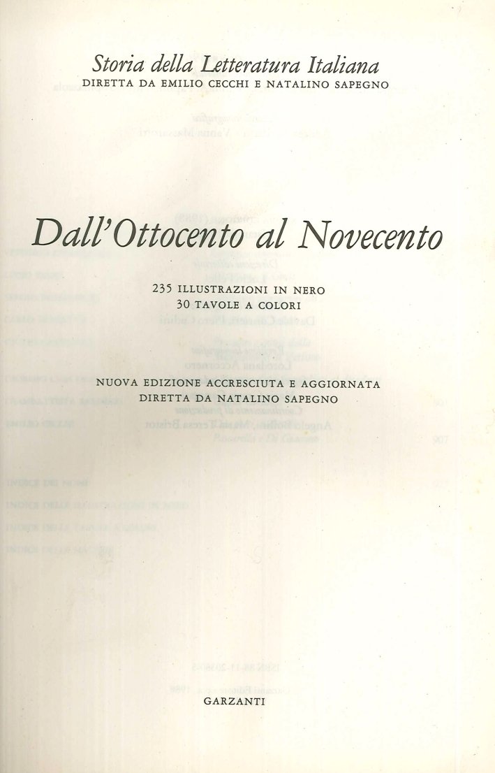 Storia della letteratura italiana. Vol. 8: Dall'ottocento al Novecento, Milano, …