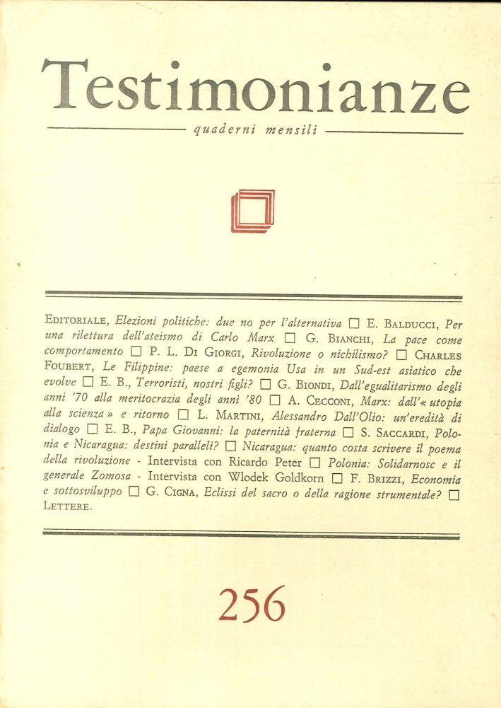 Testimonianze. Quaderni Mensili | Immagine principale