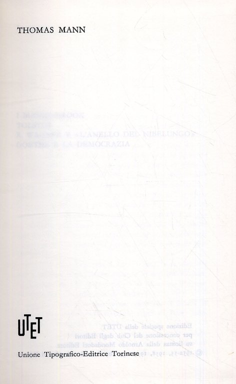 Thomas Mann. I Buddenbrook. Decadenza di una famiglia, Torino, UTET, 1978