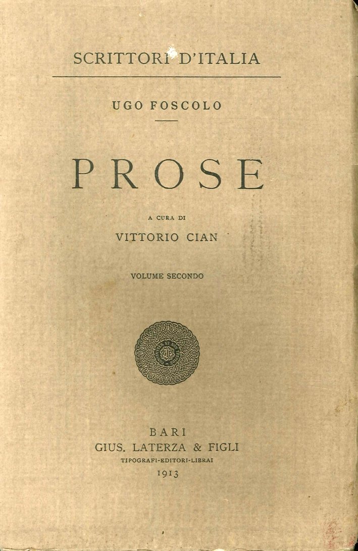 Ugo foscolo. Prose