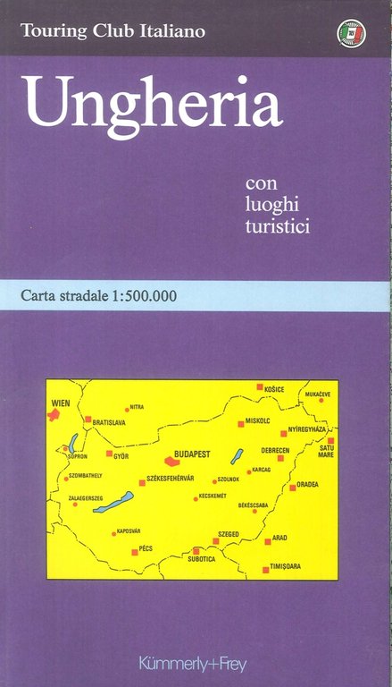 Ungheria. Con luoghi turistici. Carta stradale 1:500.000