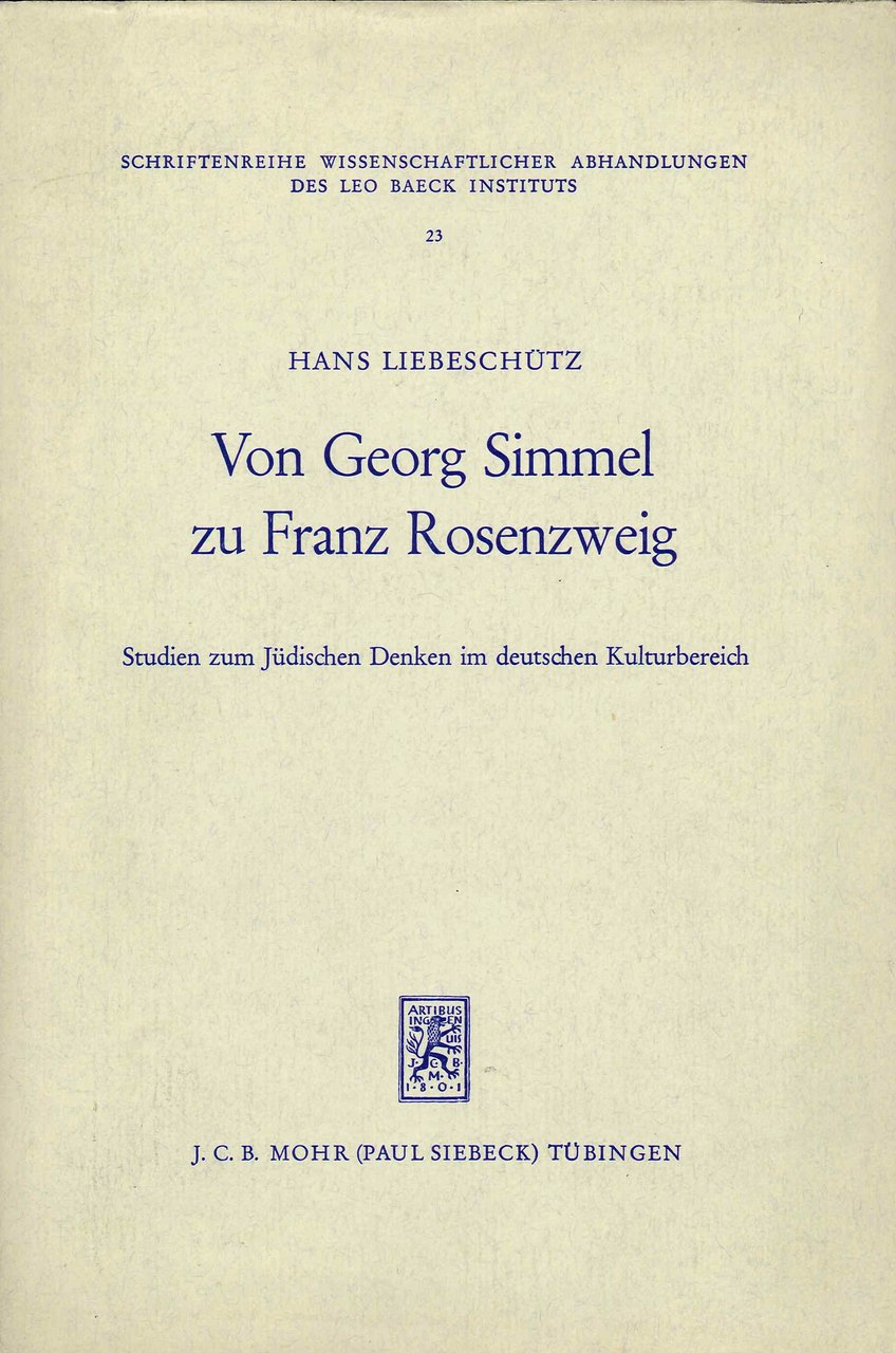 Von Georg Simmel Zu Franz Rosenzweig: Studien Zum Judischen Denken … | Immagine principale