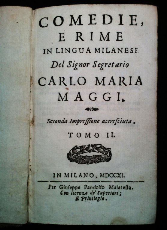 COMEDIE E RIME IN LINGUA MILANESE TOMO II