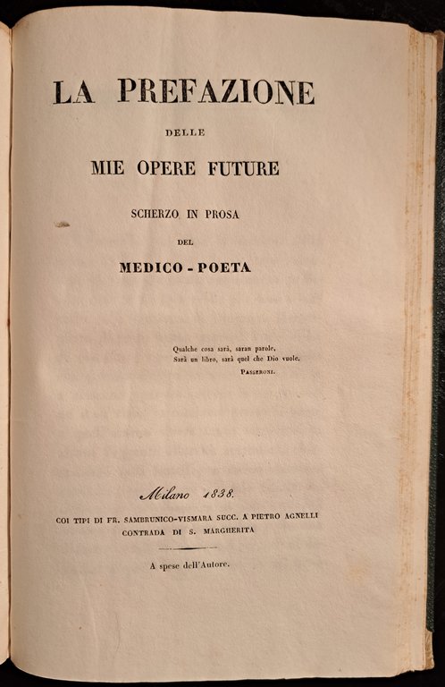 Il Volgo e la Medicina. Discorso popolare del medico-poeta + …