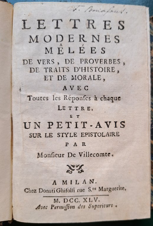 Lettres modernes mêlées de Vers, de Proverbes, de Traits d'Histoire, …