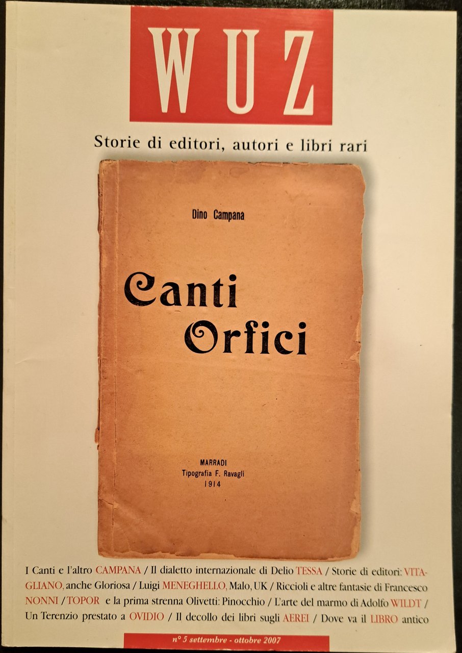 WUZ. STORIE DI EDITORI, AUTORI E LIBRI RARI. N. 5