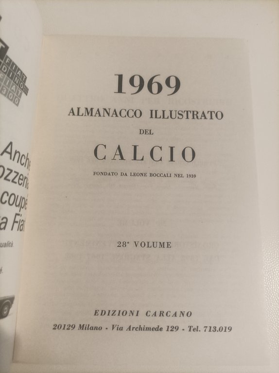 Almanacco illustrato del calcio 1969. prima edizione originale