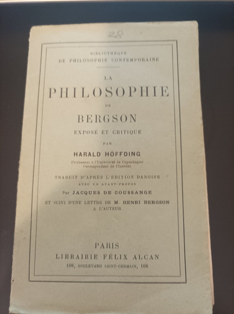 LA PHILOSOPHIE DE BERGSON exposé et critique par HARALD HOFFDING … | Immagine principale