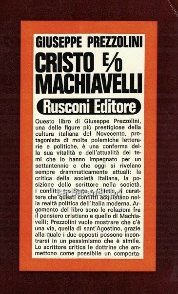 Cristo e/o Machiavelli. Assaggi sopra il pessimismo cristiano di sant'Agostino …