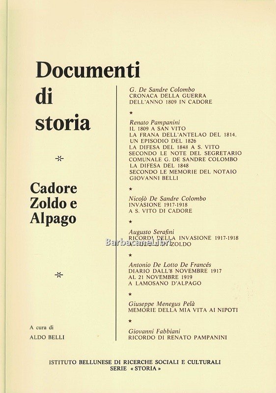 Documenti di storia. Cadore, Zoldo e Alpago