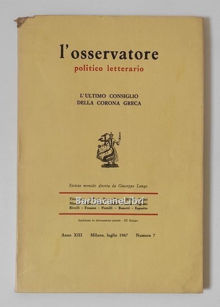 L'osservatore politico letterario. Rivista mensile (vari numeri)