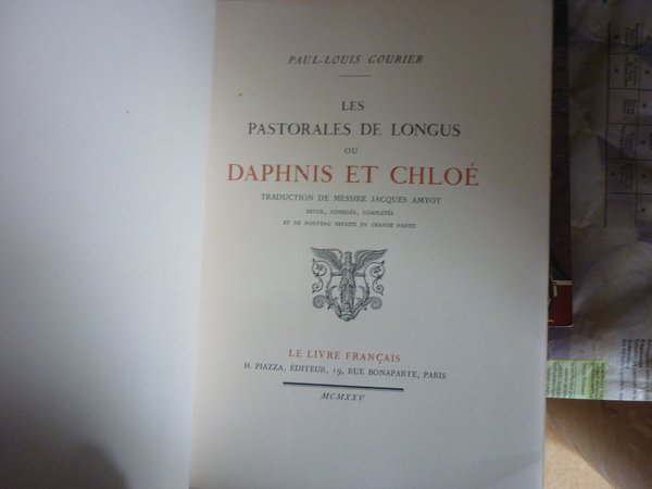 Les Pastorales de Longus ou Daphnis et Chloé