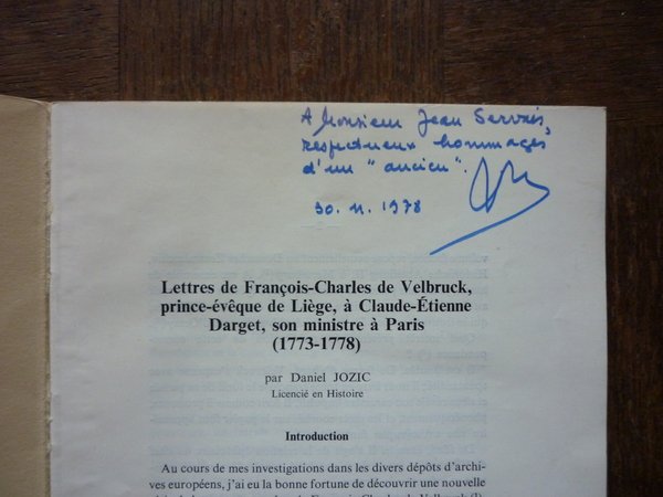 Lettres de François-Charles de Velbruck, prince-évêque de Liège, à Claude-Etienne …
